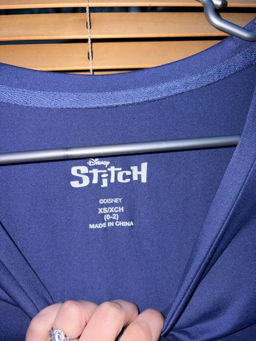 Disney Navy Blue Stitch Graphic Short Sleeve Tee Dress with Pink Logo - Picture 5 of 5